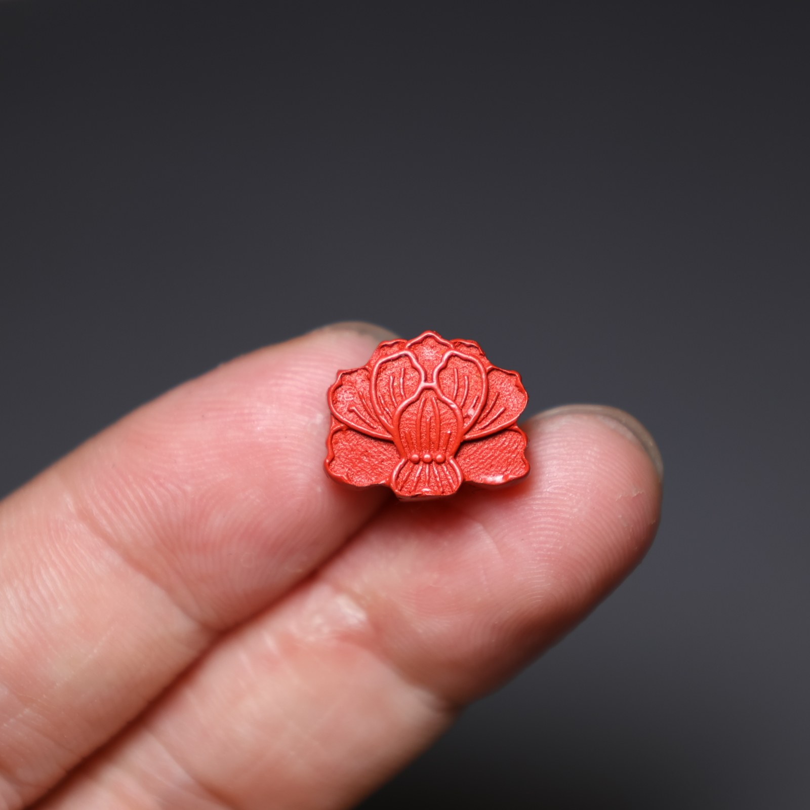 保真朱砂帝王砂红砂精品莲花背云吊坠散珠手串配饰14*6mm耀天文玩