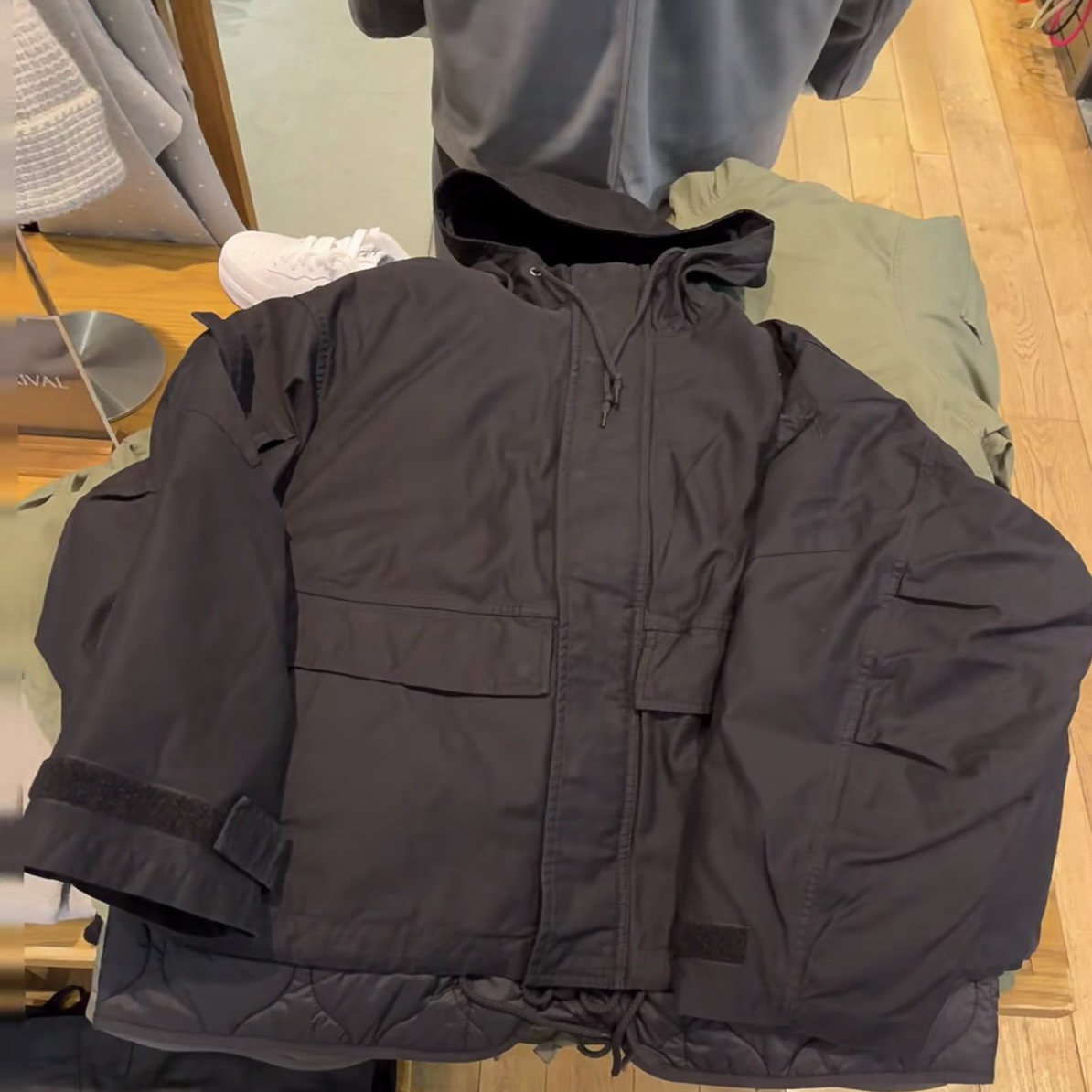 仅黑色 BMS 全棉重磅 ECWCS 2合一连帽外套内胆棉服  不退不换