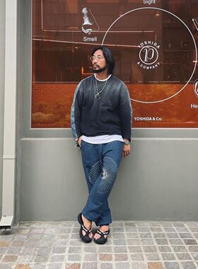 独家 领先款KPTL IDG蓝染复古 菊花 刺绣 休闲裤 运动卫裤