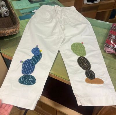 罕见 KPTL平田和宏 25新款仙人掌手工刺绣拼接做旧补丁休闲裤男女