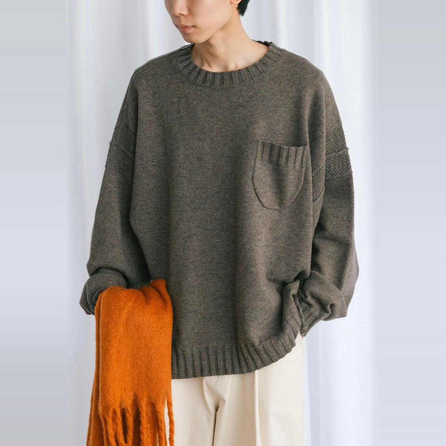 福利日单UR旗下秋冬日系休闲圆领纯色宽松落肩时尚针织衫毛衣男女