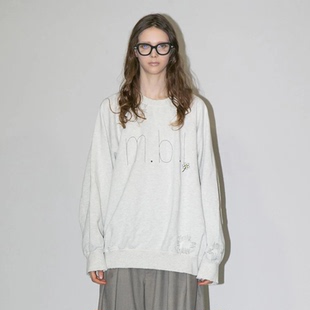 26SS小众贵牌赤崎浩次重水补丁破洞做旧复古宽松手工刺绣男女卫衣