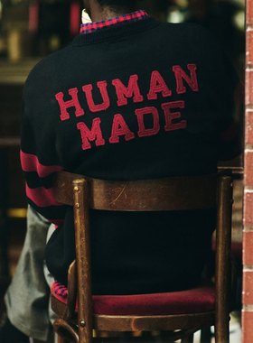 人类制造 100%羊毛SPORTS KNIT复古字母学院套头圆领毛衣男女同款