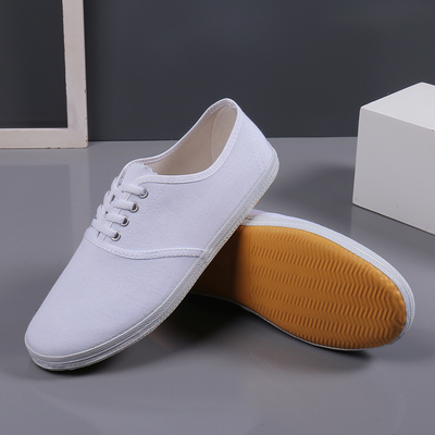 小白鞋男女款帆布鞋学生体操鞋白球鞋晨练武术鞋护士工作鞋白布鞋