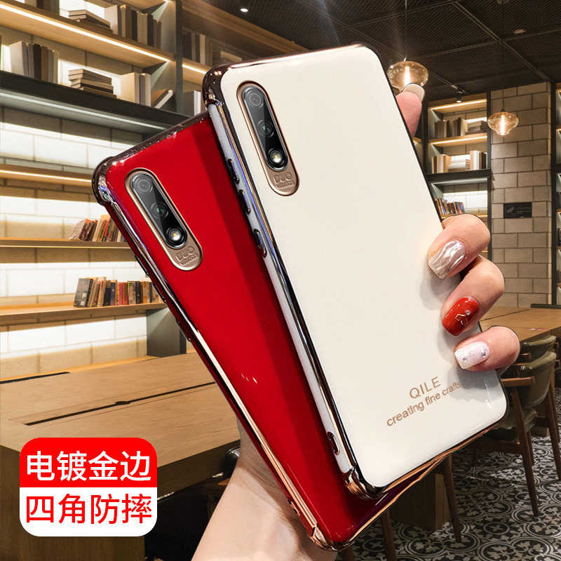 华为荣耀9x适用电镀防摔保护套时尚白色红女士手机外壳子hlk-al00