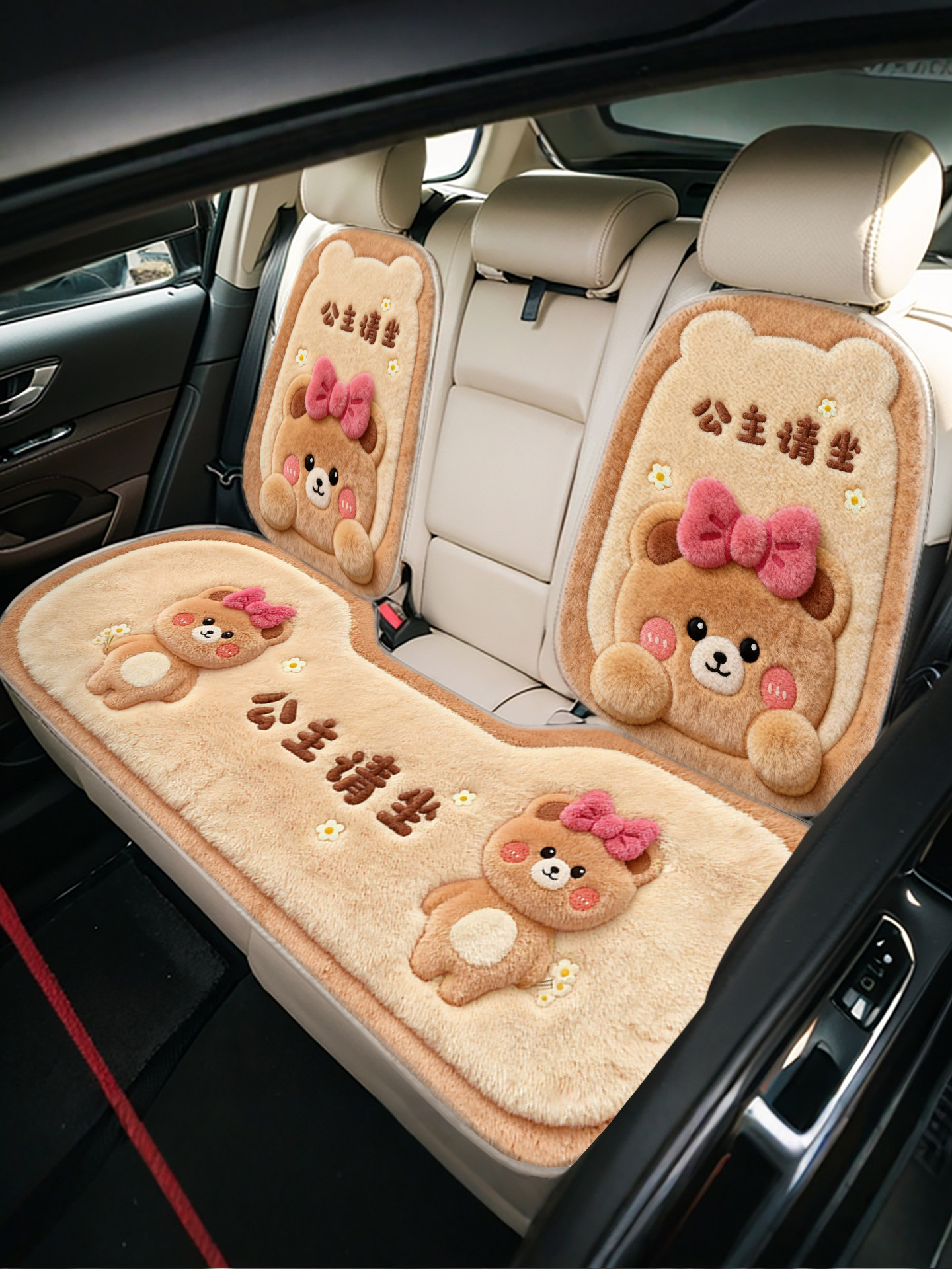 Симпатичная подушка автокресла, зимняя плюшевая подушка автокресла, зимняя утолщенная основная подушка водительского сиденья, зимняя подушка автокресла, цельная Изображение 1