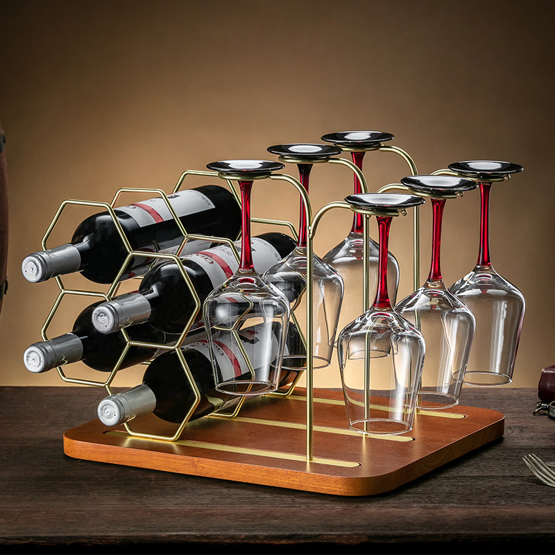 轻奢高档红酒架客厅家用放红酒瓶的架子倒挂酒杯收纳展示架摆件
