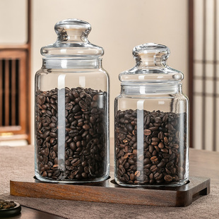 食品级玻璃瓶子密封罐咖啡豆保存罐咖啡粉储存罐收纳储物罐咖啡罐