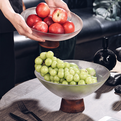 2025新款玻璃水果盘轻奢高档客厅家用糖果干干果零食摆放盘高脚果