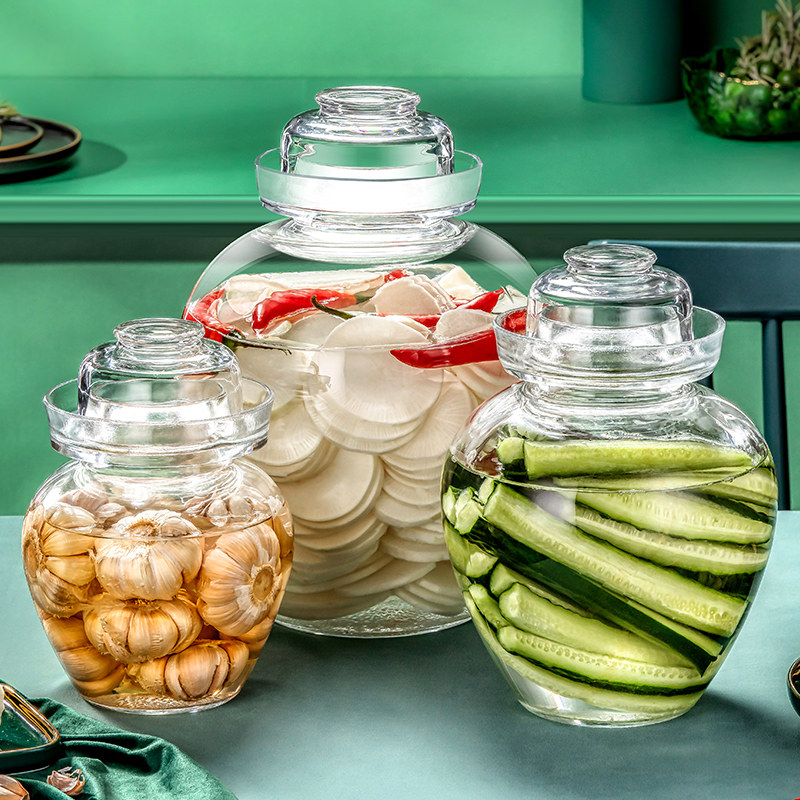 泡菜坛子家用玻璃加厚四川泡菜罐腌菜缸咸菜腌制密封罐大号酸菜坛