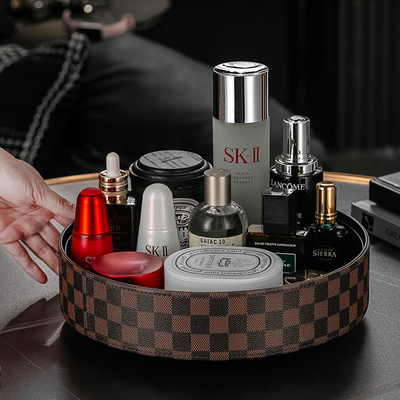 高档皮革桌面化妆品收纳盒