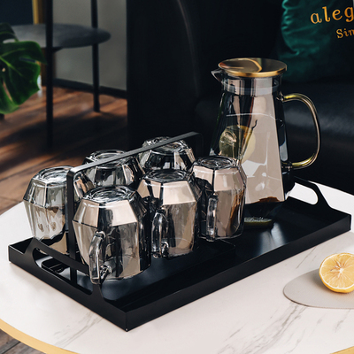 轻奢水具套装家用客厅高级感玻璃喝水杯子家庭茶杯水壶待客用杯具