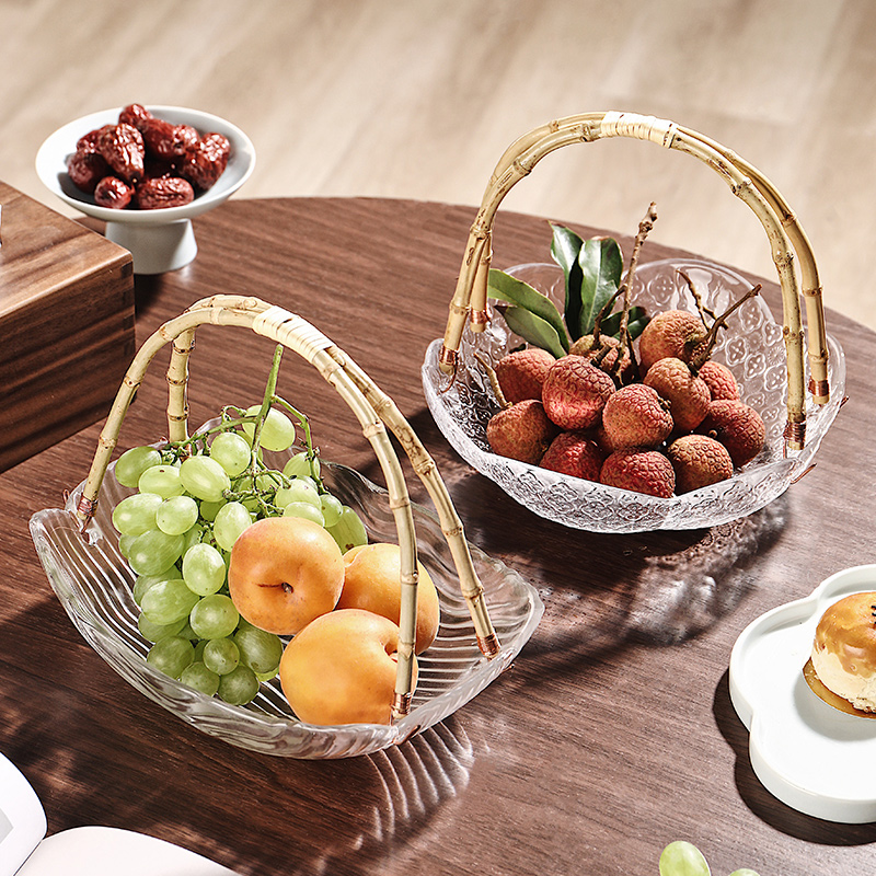 玻璃水果盘CRISTALGLASS藤编日式