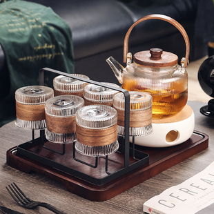 中式精致花茶壶茶杯套装煮水果茶下午茶具蜡烛加热养生壶泡煮茶器
