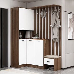 小户型鞋柜家用门口带凳子可坐玄关柜转角拐弯一体入户门进门靠墙