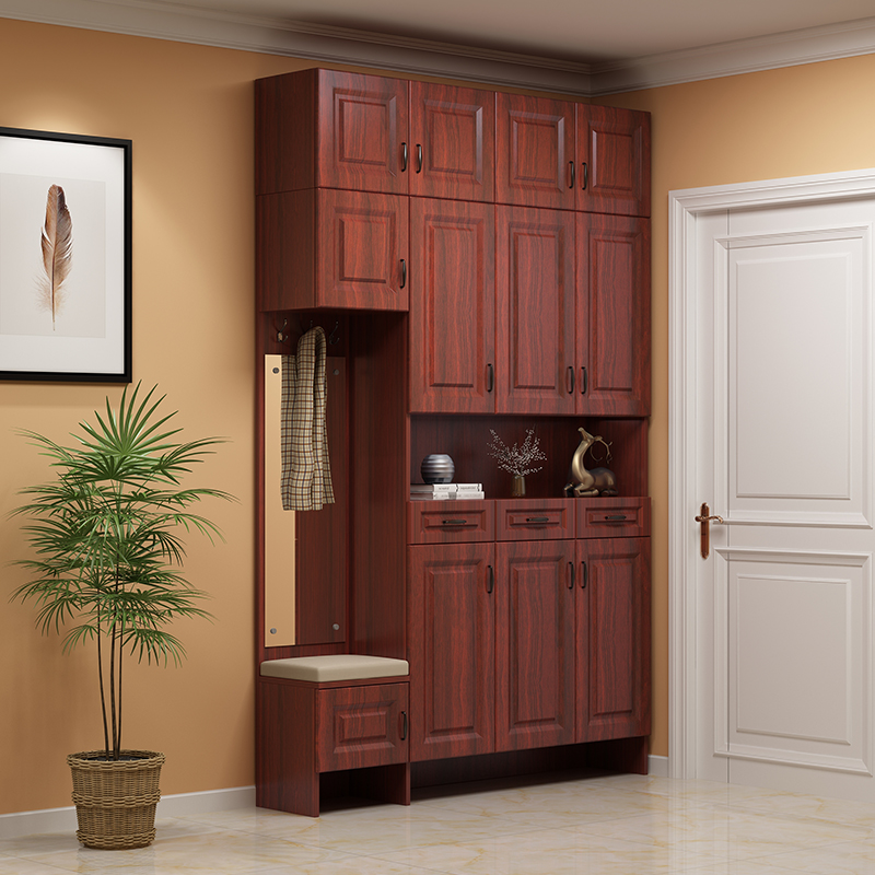 家用门口鞋柜换鞋凳一体新中式