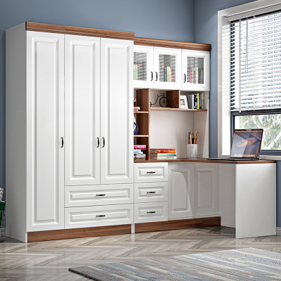 转角连体三门储物柜靠墙飘窗书桌