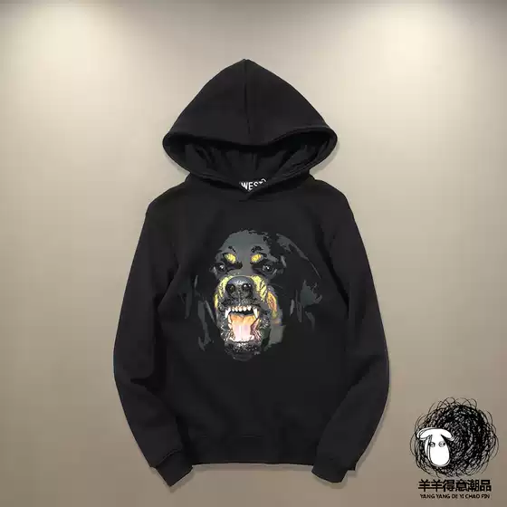 New Autumn and Winter Men's Clothing with Free Shipping, Trendy Brand, Loose-Fitting, European and American Hip-Hop Dog Head Hooded Thickened Fleece Sweatshirt, Women's Jacket