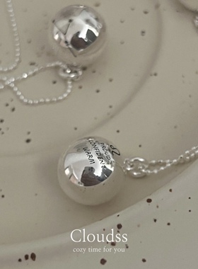 Cloudss「十二星座」ins风通体s925银圆球长款毛衣项链