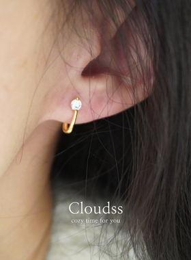 「小流星」小众设计简约锆钻气质款s925纯银耳钉耳饰
