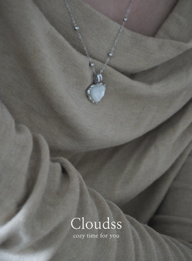 Cloudss「白月光」天然贝母爱心s925纯银项链