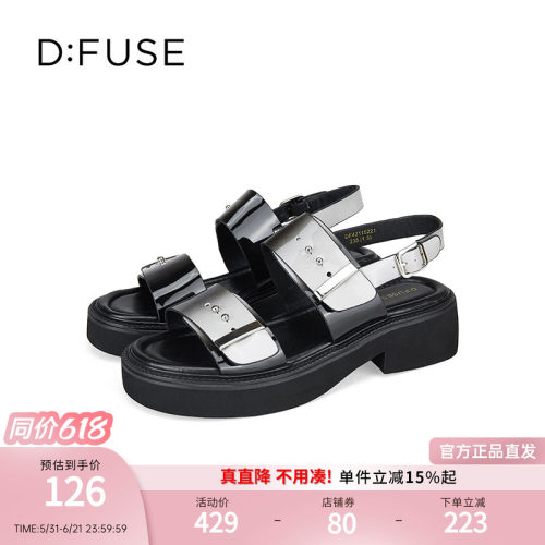 前卫感机能风灰厚底超轻凉鞋