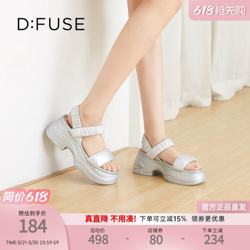 简约松糕厚底一字带罗马凉鞋