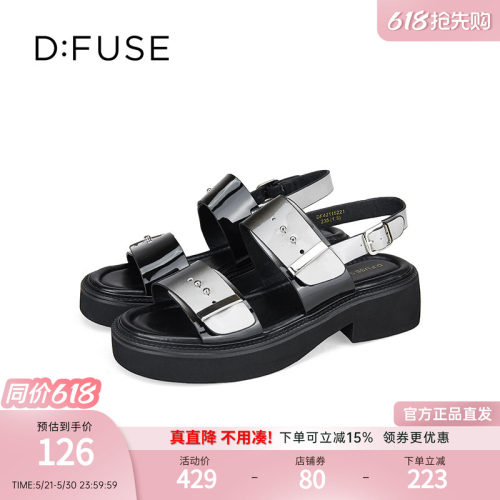前卫感机能风灰厚底超轻凉鞋