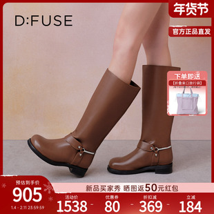 Dfuse迪芙斯2025冬季新款马术机车靴率性利落中筒骑士靴短靴