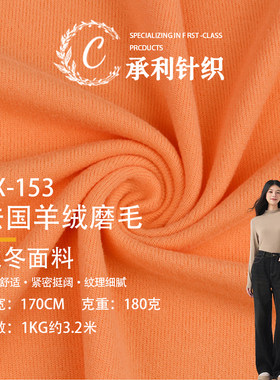 法国羊绒磨毛180g单面精梳