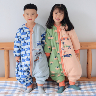 驾车去旅行呼西贝儿童分腿睡袋婴儿加厚防踢被 夹棉睡衣秋冬 冬款