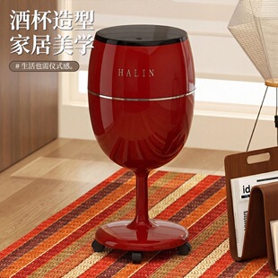 垃圾桶客厅卧室轻奢高脚酒杯免弯腰家用安格拉红大容量带轮可移动