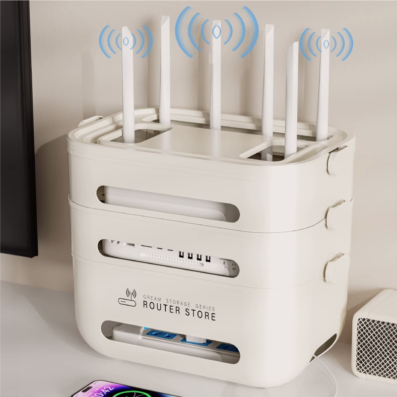 wifi路由器收纳盒子放置架电视机顶盒隐藏置物架插座宽带整理神器