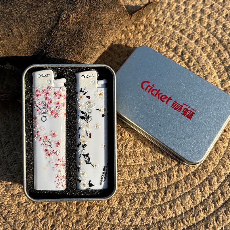 正品草蜢cricket砂轮打火机创意樱花手工diy一次性明火耐用送男友