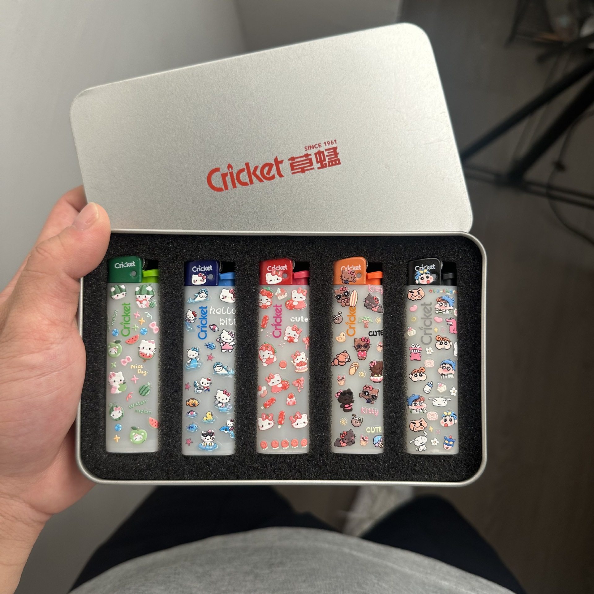 正品草蜢cricket原创手工diy砂轮打火机凯蒂猫蜡笔小新网红爆款潮