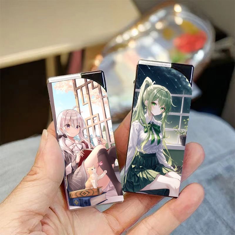 二次元动漫美女防风打火机创意蓝焰直冲高颜值网红爆款新款送男友