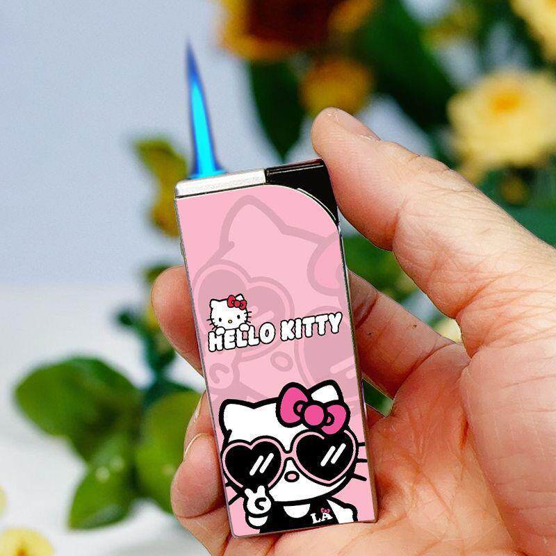hellokitty凯蒂猫防风打火机蓝焰直冲可爱卡通kt猫高颜值网红爆款