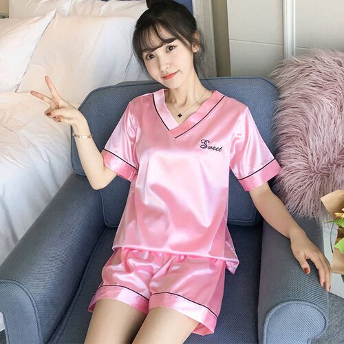 2026新款冰丝女家居服短袖套装性感睡衣夏季薄款甜美韩版冰丝睡衣