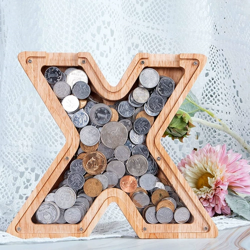 Деревянная мультяшная копилка для школьников, популярно в интернете, английские буквы, копилка для денег