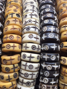 天然藏式牦牛骨 十字架隔片垫片扣片 十字珠 diy佛珠配件星月配饰