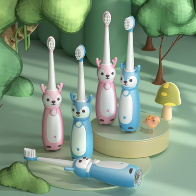 儿童软毛声波电动牙刷USB充电款三挡调速3-6岁卡通儿童牙刷全自动