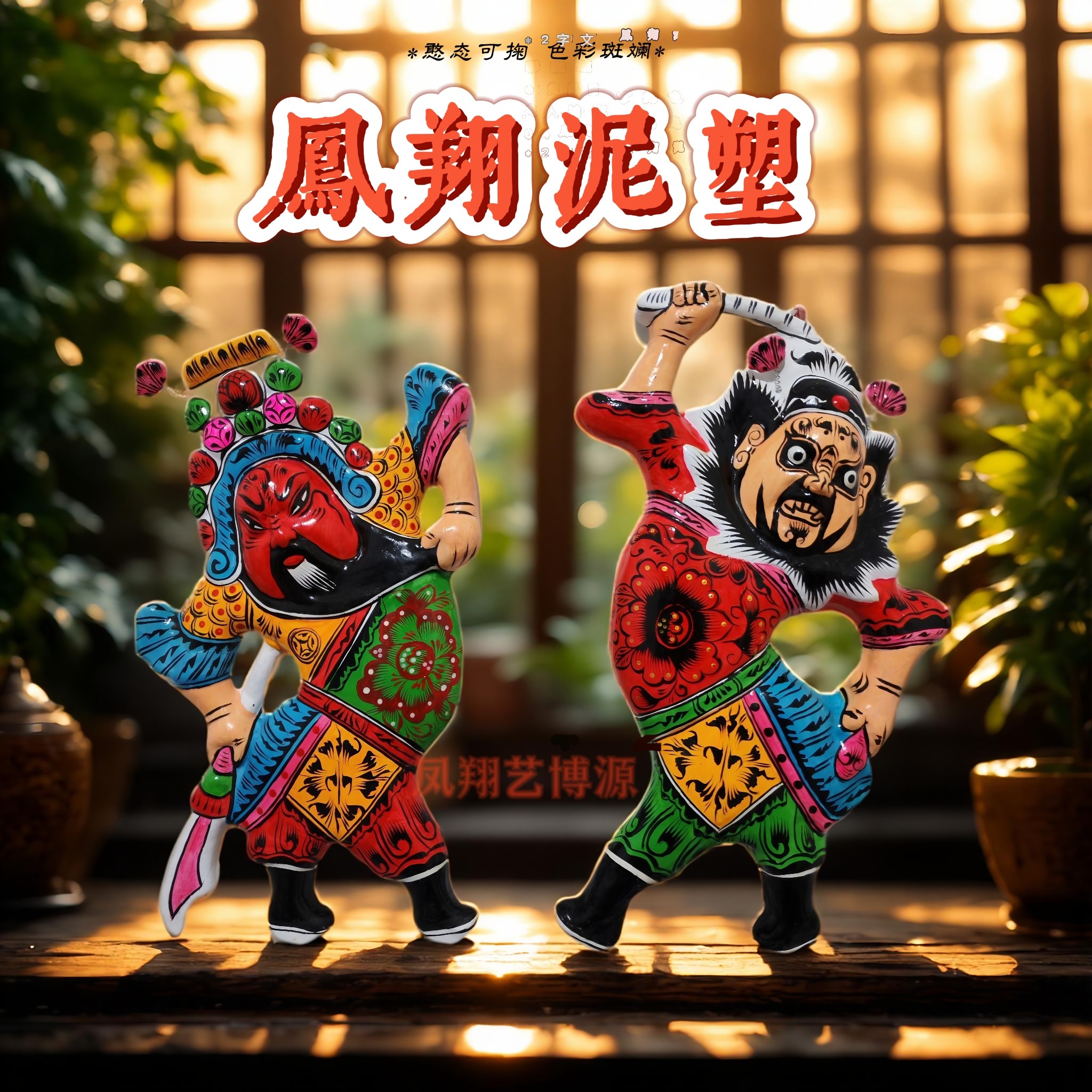 陕西特色凤翔泥塑纯手工艺品挂件彩绘关羽天师钟馗酒店火锅店装修