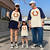 纯棉休闲母子母女短袖 亲子装 一家三口四口夏季 2025新款 t恤潮 夏装