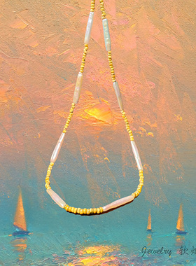 天然淡水银条巴洛克珍珠项链颈链