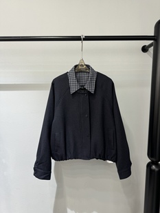 小众牌子2025秋冬季新款设计拼接格子假两件女装外套