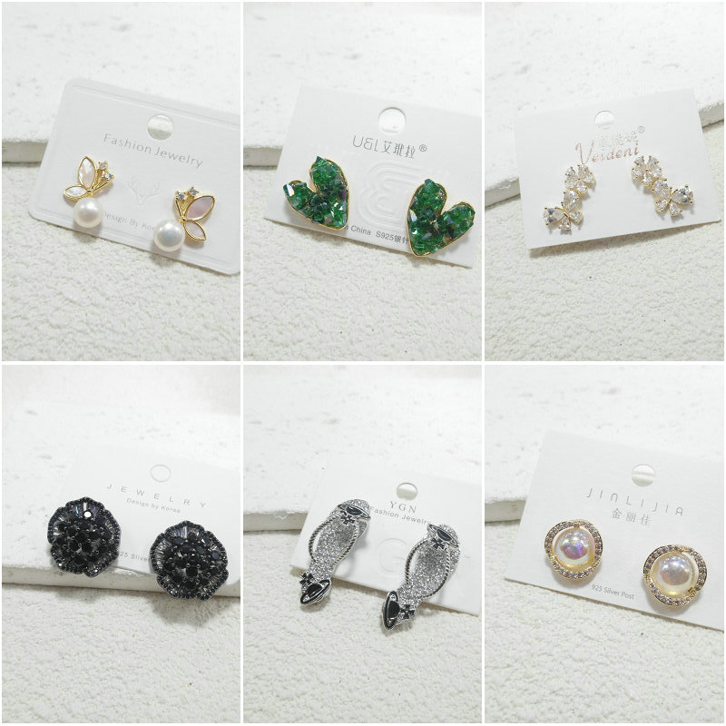 耳环铜镀金镀银日韩锆石镶钻女士