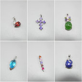 小巧3780 通体925银项链吊坠女不含链锆石微镶玉髓石头水晶 韩版