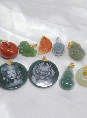 女天然石翡翠和田玉耳钉耳环耳坠