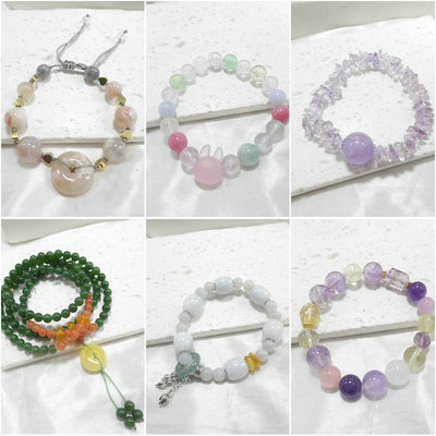 女士天然石碧玉水晶手链手串原创