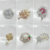 胸针植物花卉树枝配饰西服韩版 花朵锆石微镶时尚 气质珍珠胸花4341